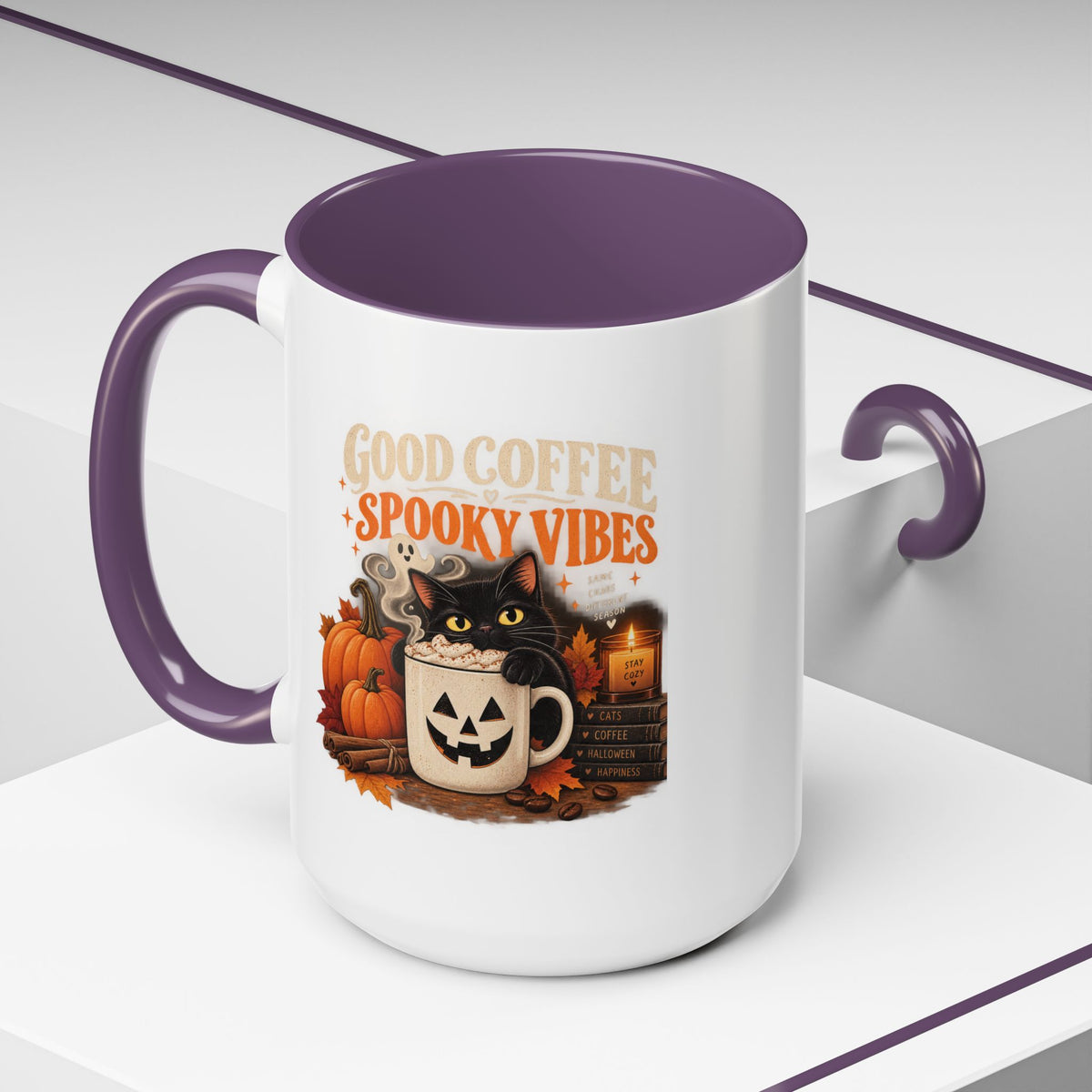 Good Coffee, Spooky Vibes Black Cat Mug