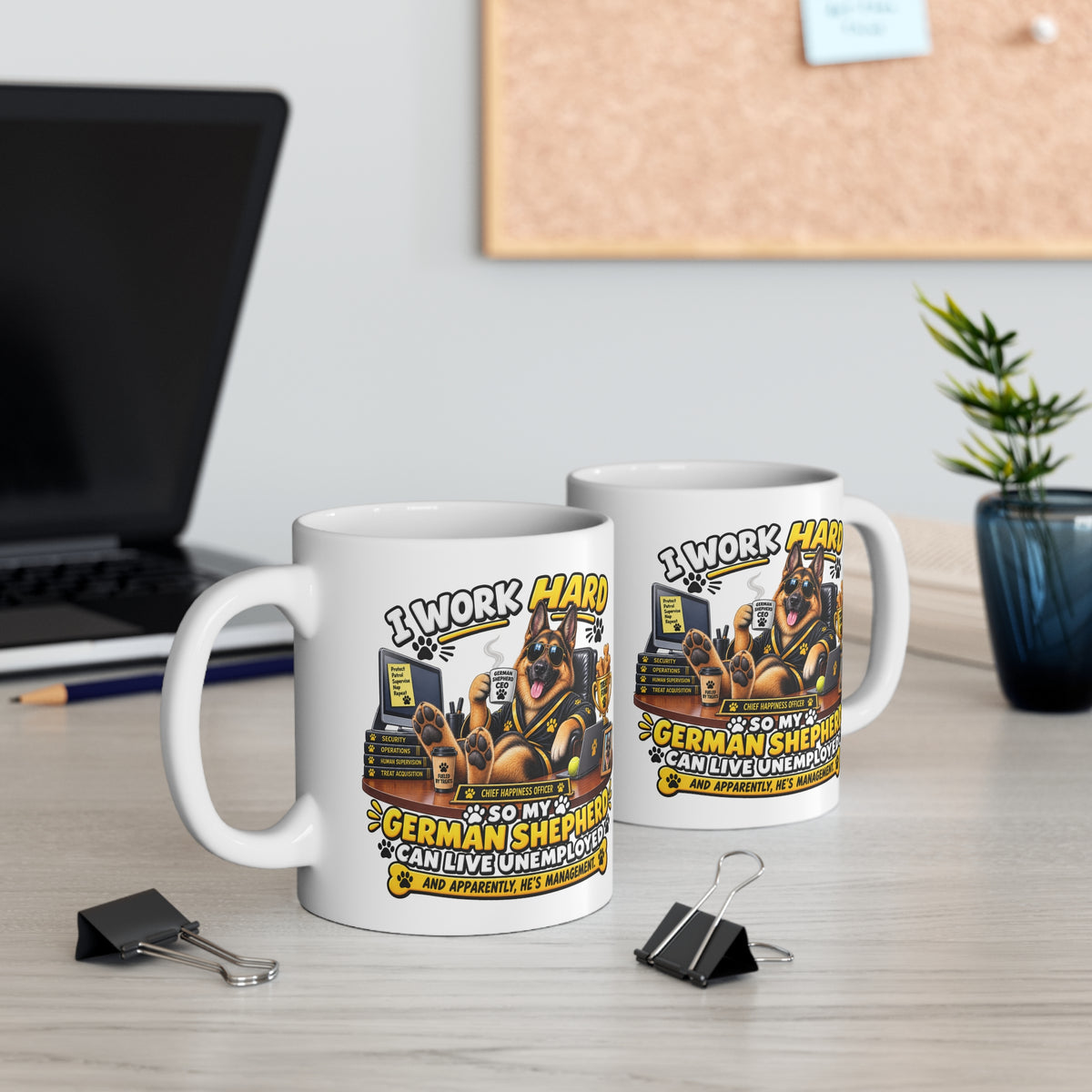 Funny German Shepherd Mug — He’s Management
