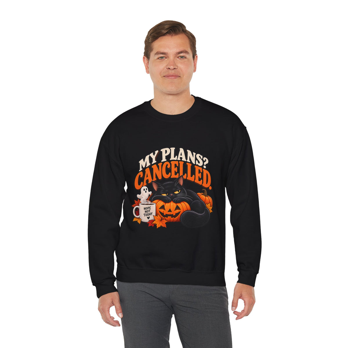 My Plans? Cancelled. Halloween Black Cat Sweatshirt