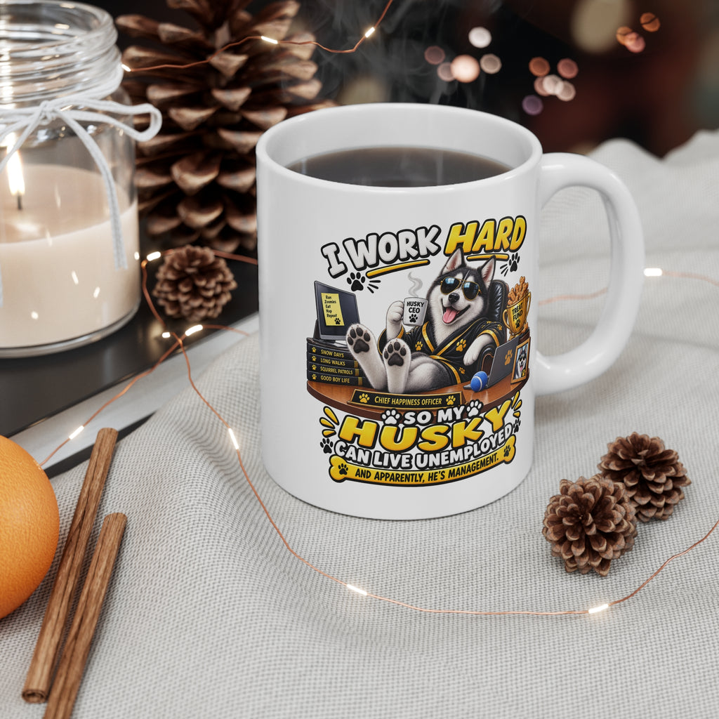 Funny Husky Mug — He’s Management