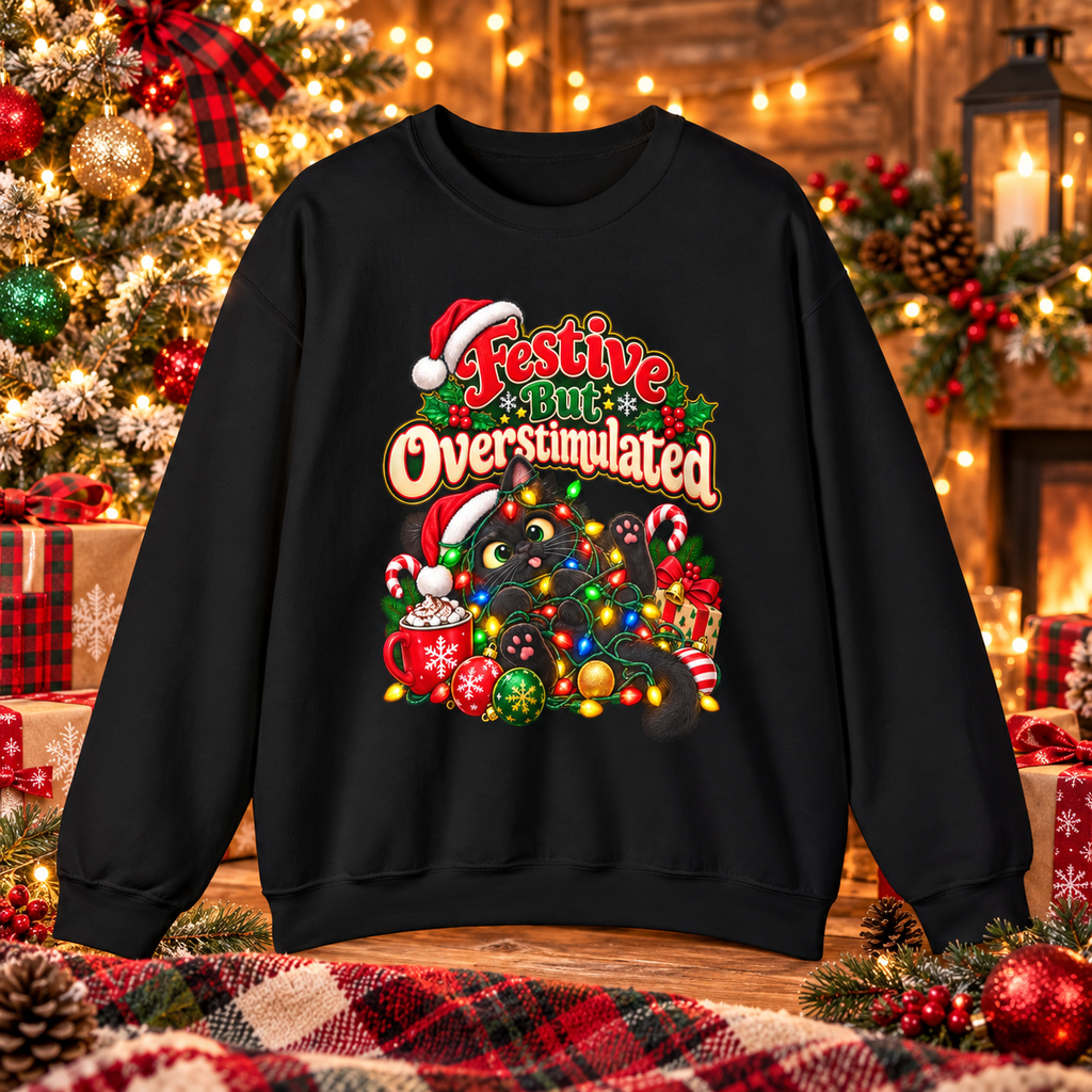Festive But Overstimulated Christmas Sweatshirt