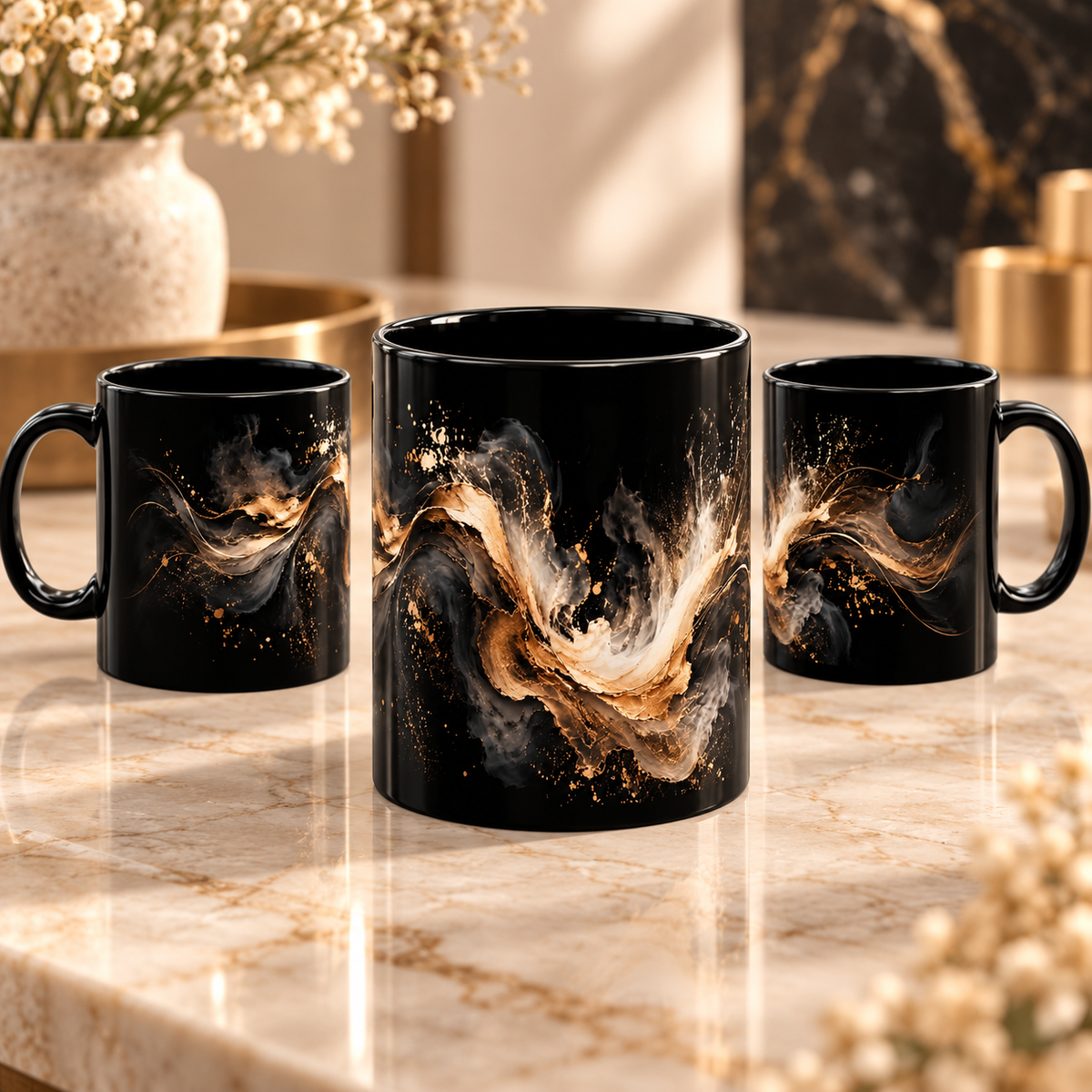 Black & Gold Abstract Mug