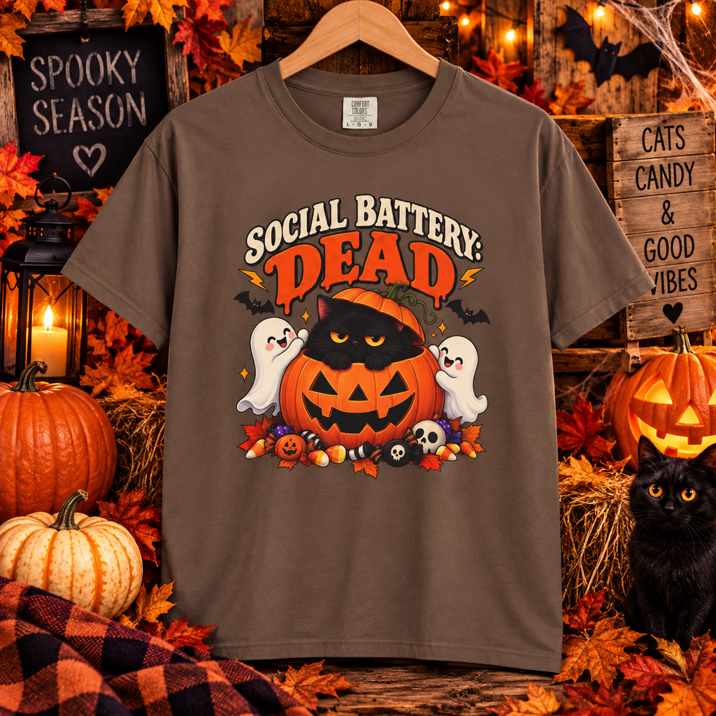 Social Battery Dead Halloween T-Shirt