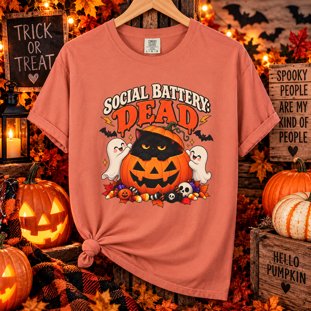 Social Battery Dead Halloween T-Shirt