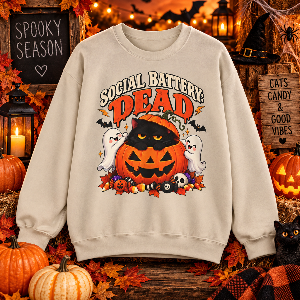 Social Battery Dead Halloween Sweatshirt