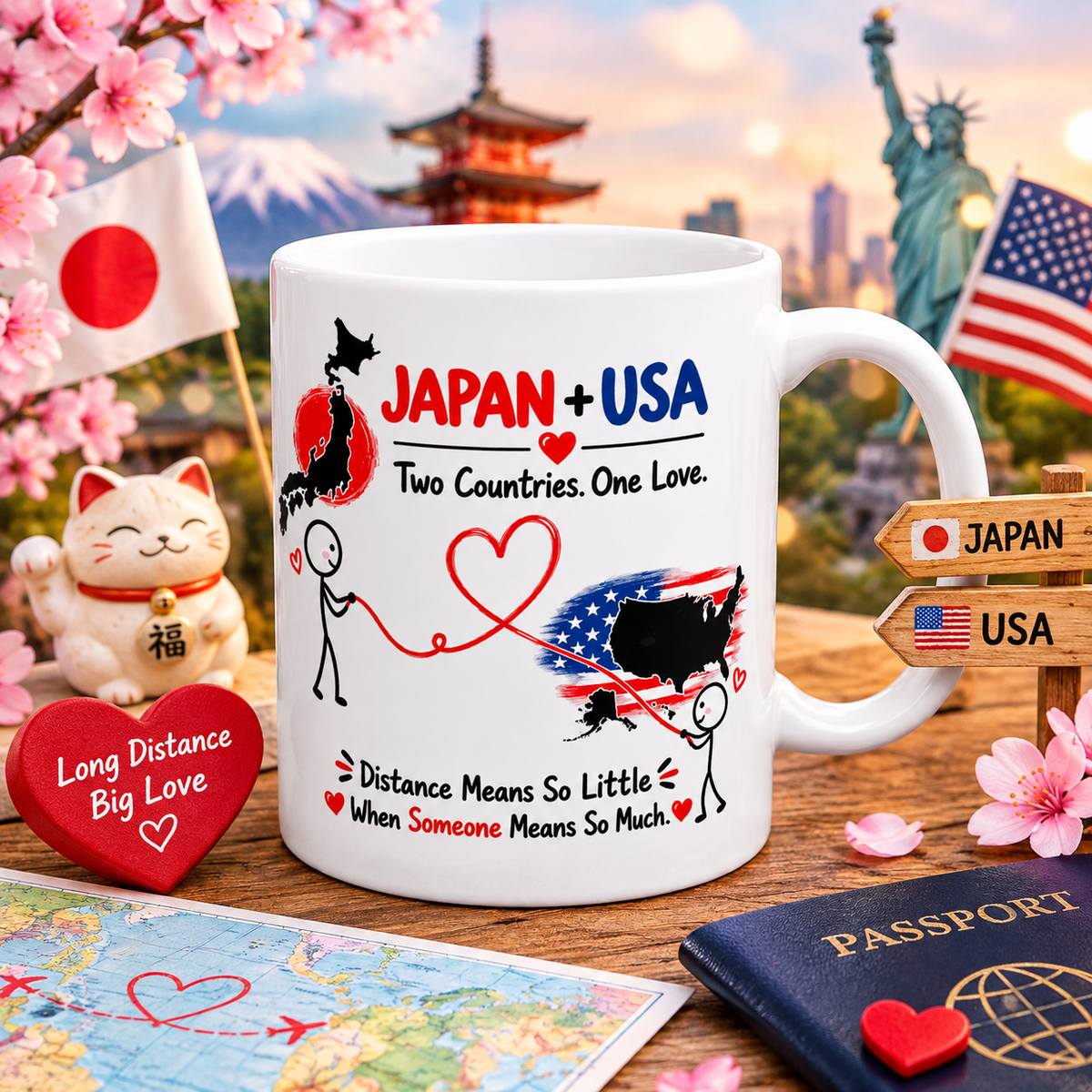 Japan & USA Couple Mug