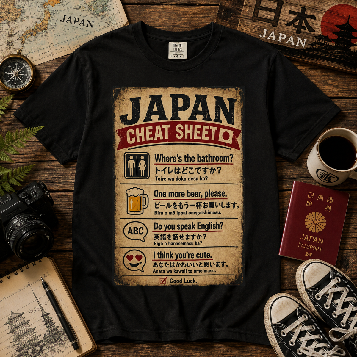 Vintage Japan Cheat Sheet T-Shirt