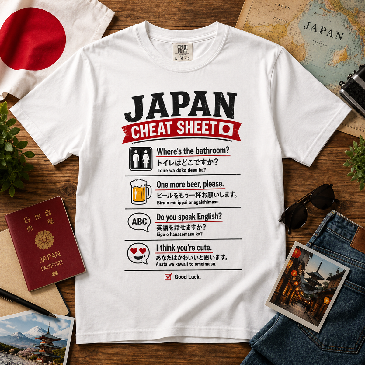 Funny Japan Cheat Sheet Travel T-Shirt