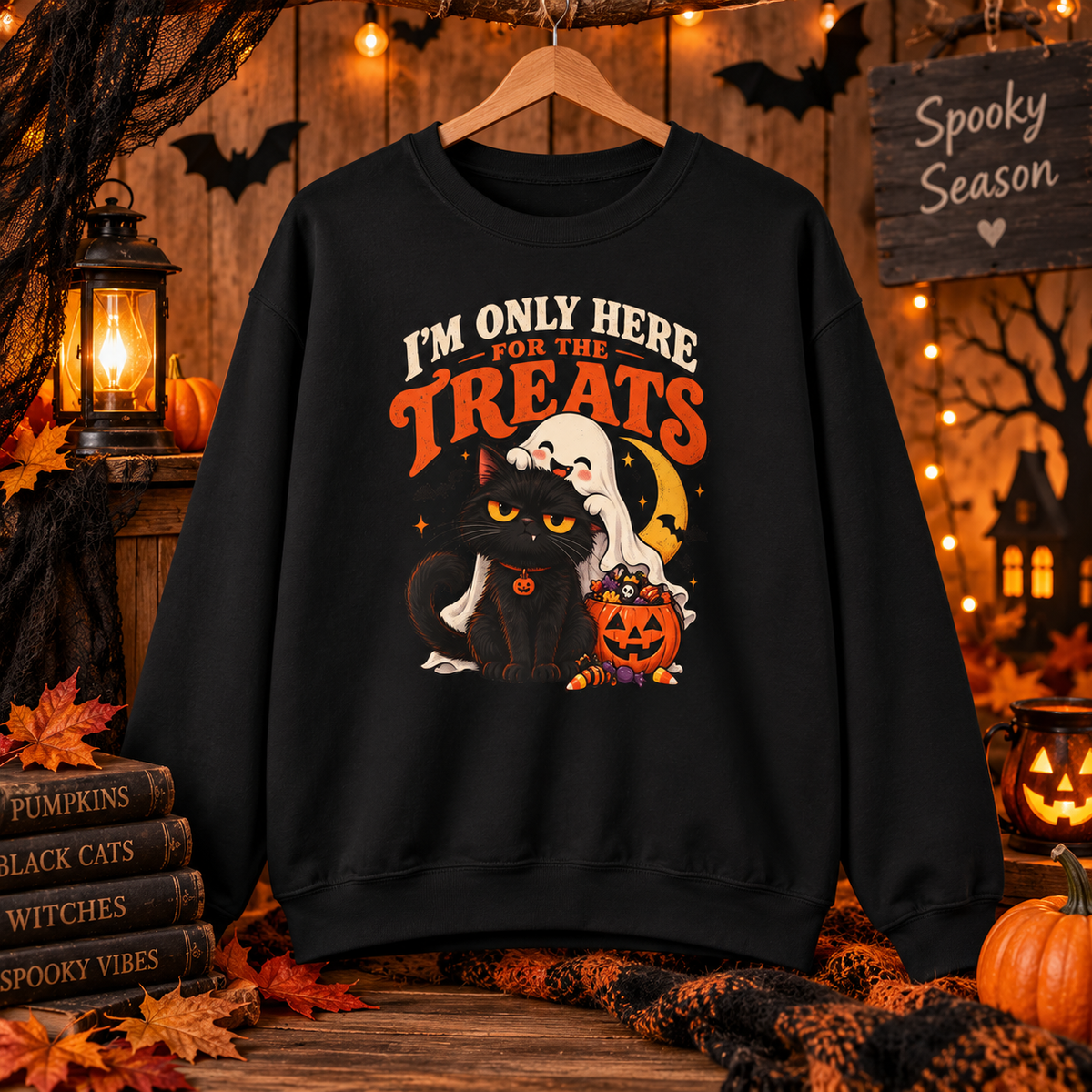 I’m Only Here for the Treats Black Cat Sweatshirt