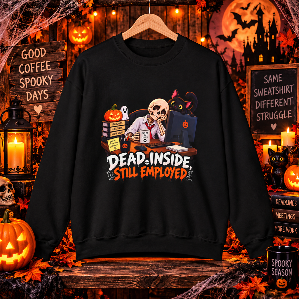 Dead Inside, Still Employed Halloween Sweatshirt