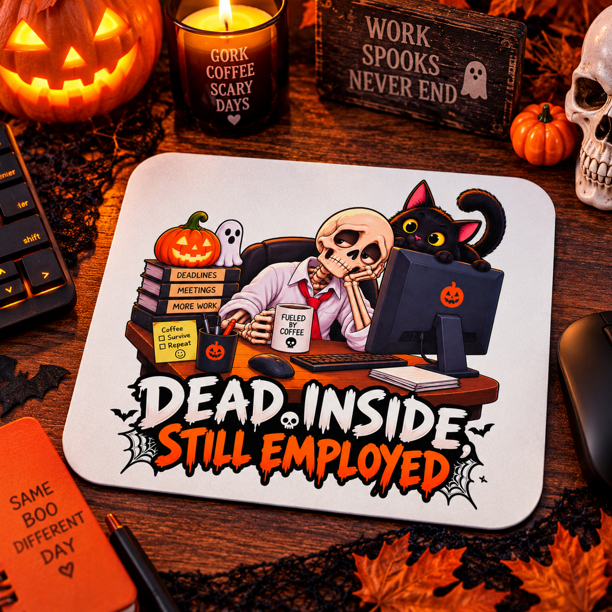 Dead Inside, Still Employed Mouse Pad — Light