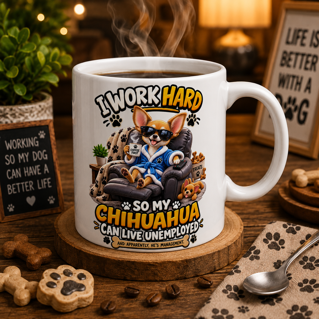 Funny Chihuahua Mug — He’s Management