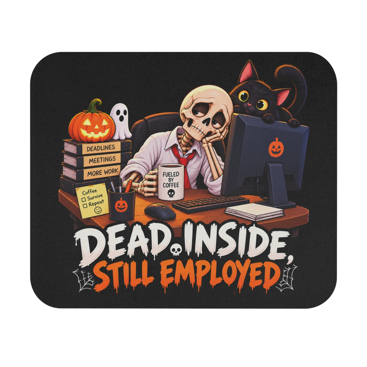 Dead Inside, Still Employed Mouse Pad — Dark