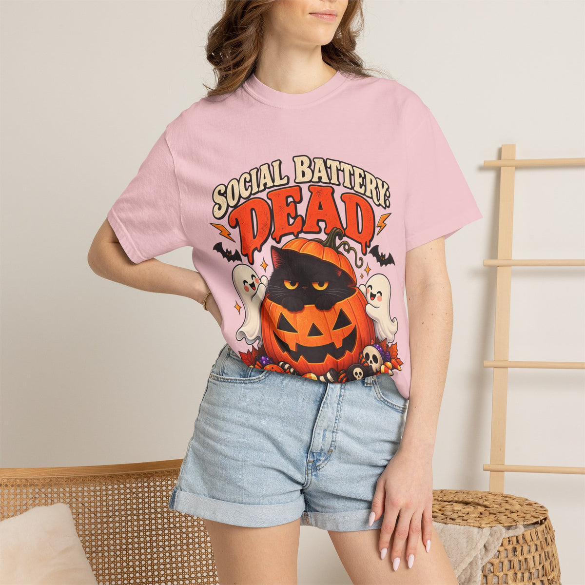 Social Battery Dead Halloween T-Shirt