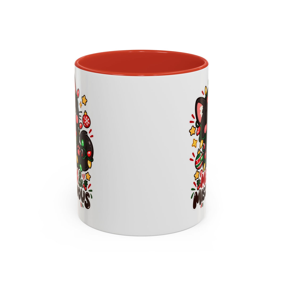 Merry & Mischievous Christmas Cat Mug | Black Cat Coffee Cup | 11 oz & 15 oz