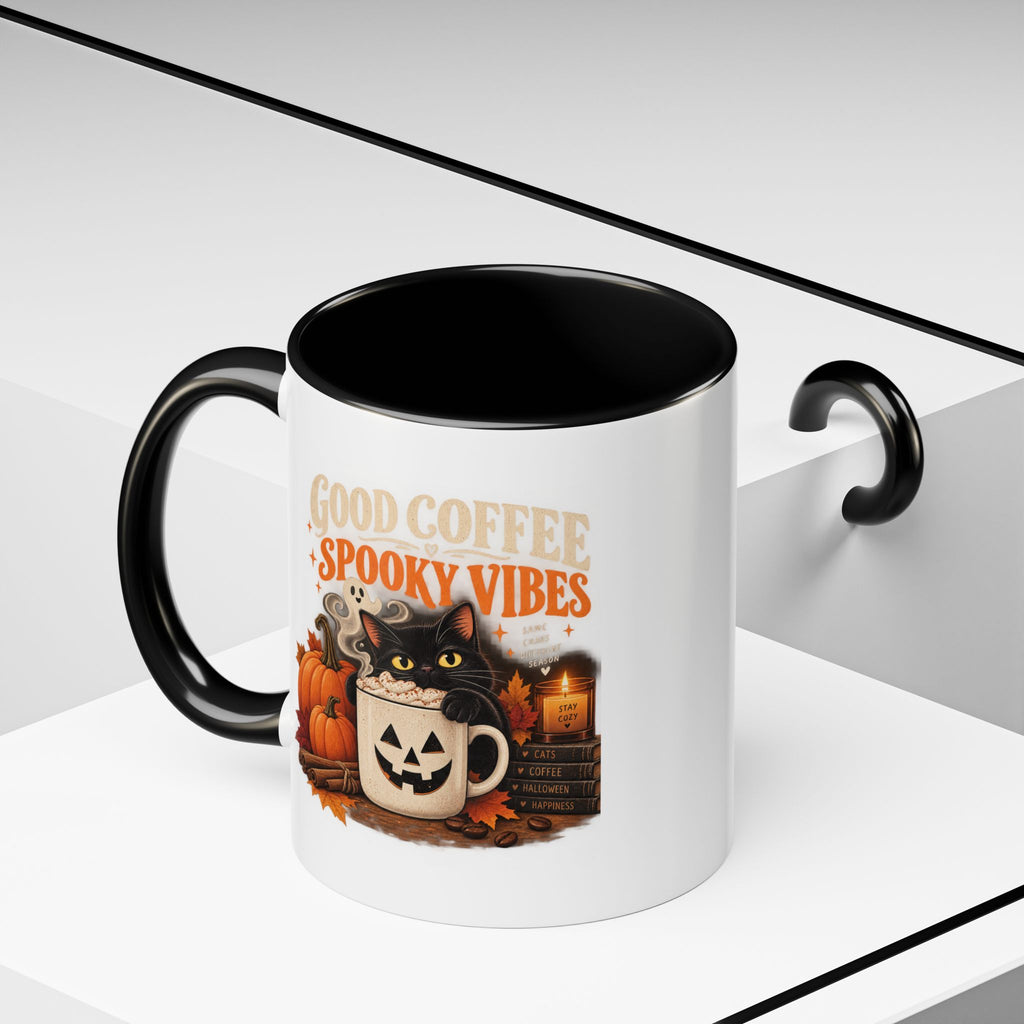 Good Coffee, Spooky Vibes Black Cat Mug