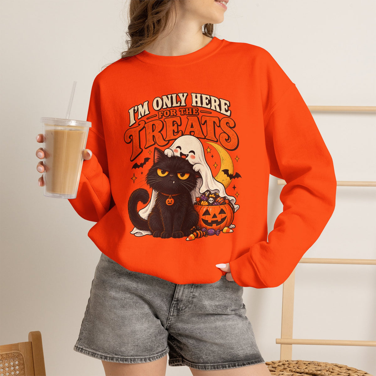 I’m Only Here for the Treats Black Cat Sweatshirt
