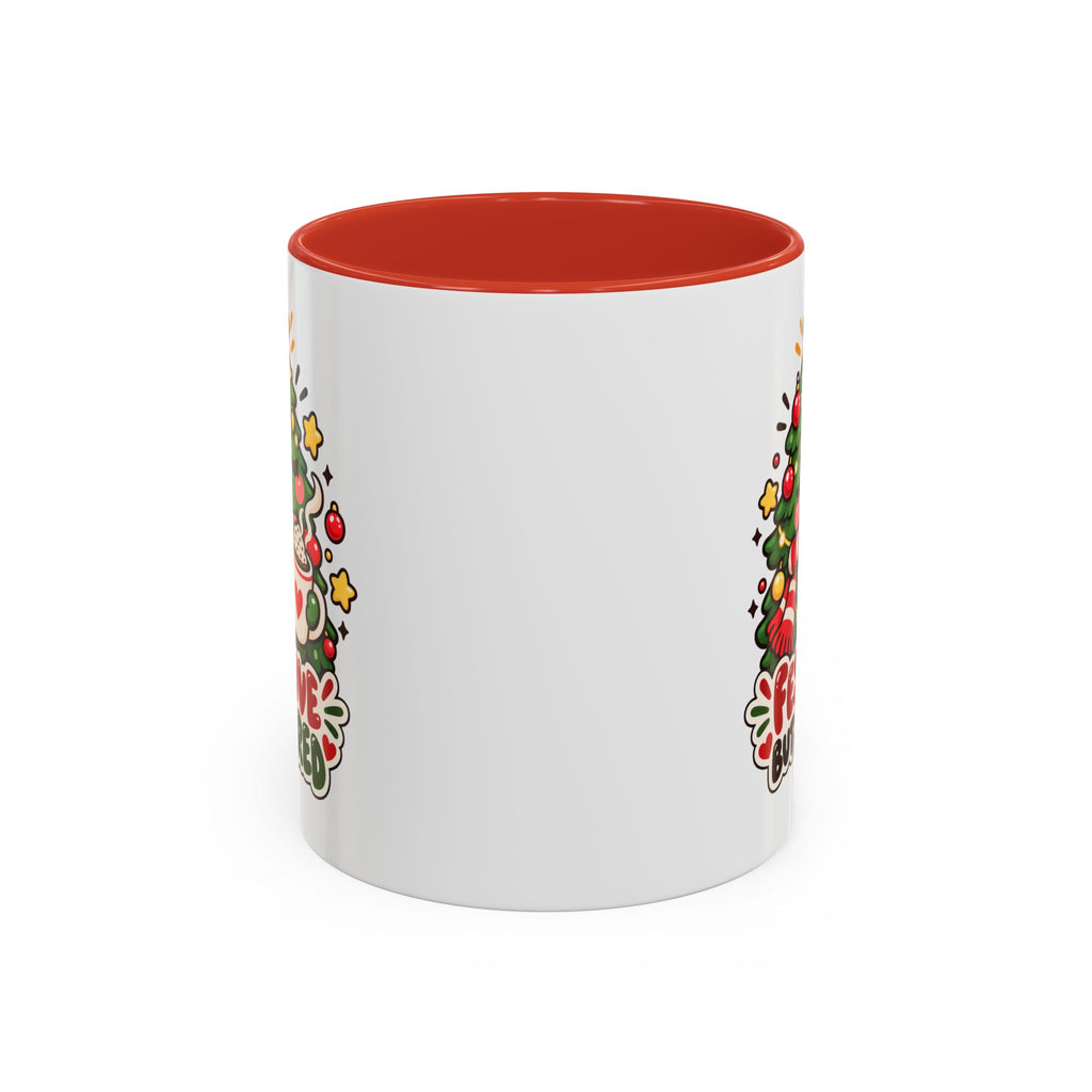 Festive But Tired Christmas Tree Mug | Funny Holiday Coffee Cup | 11 oz & 15 oz