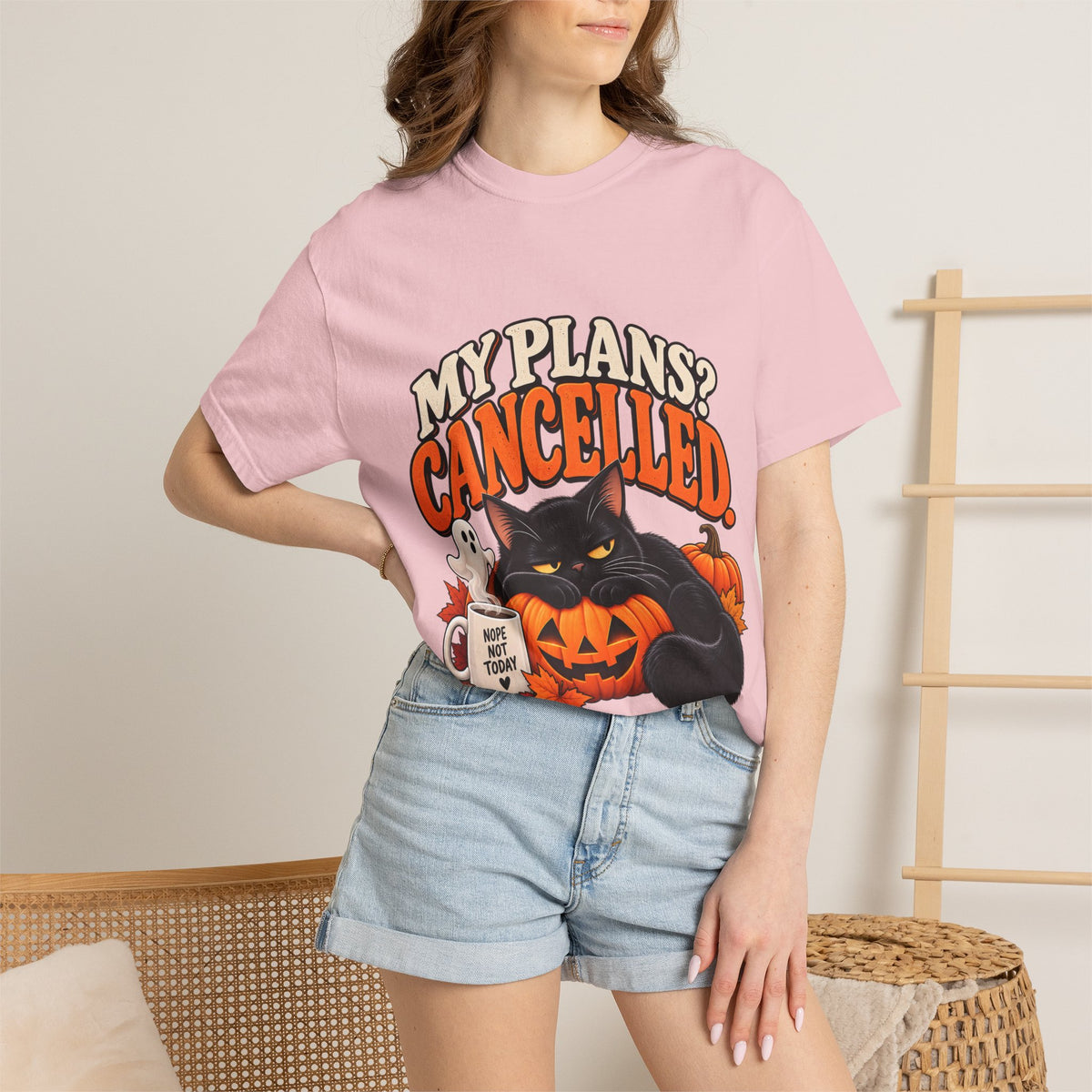 My Plans? Cancelled. Halloween Black Cat T-Shirt
