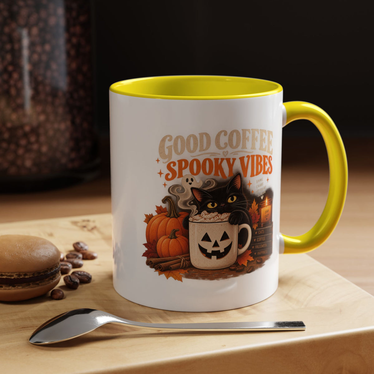 Good Coffee, Spooky Vibes Black Cat Mug