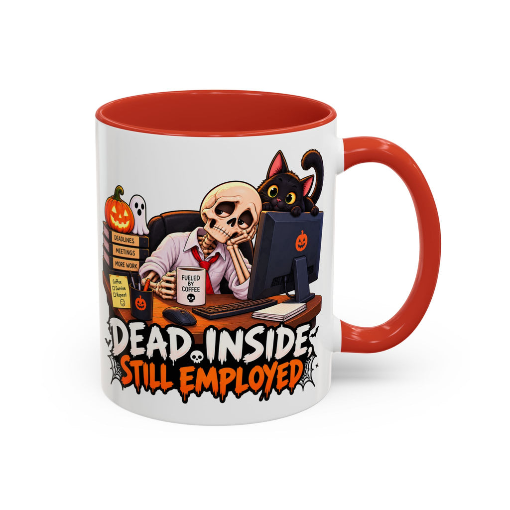 Dead Inside, Still Employed Halloween Mug — Colour Accent