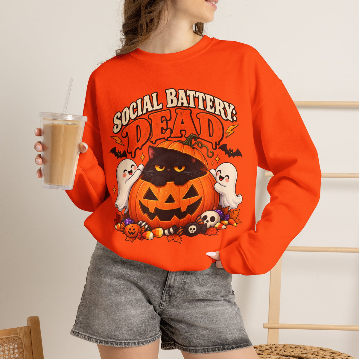 Social Battery Dead Halloween Sweatshirt