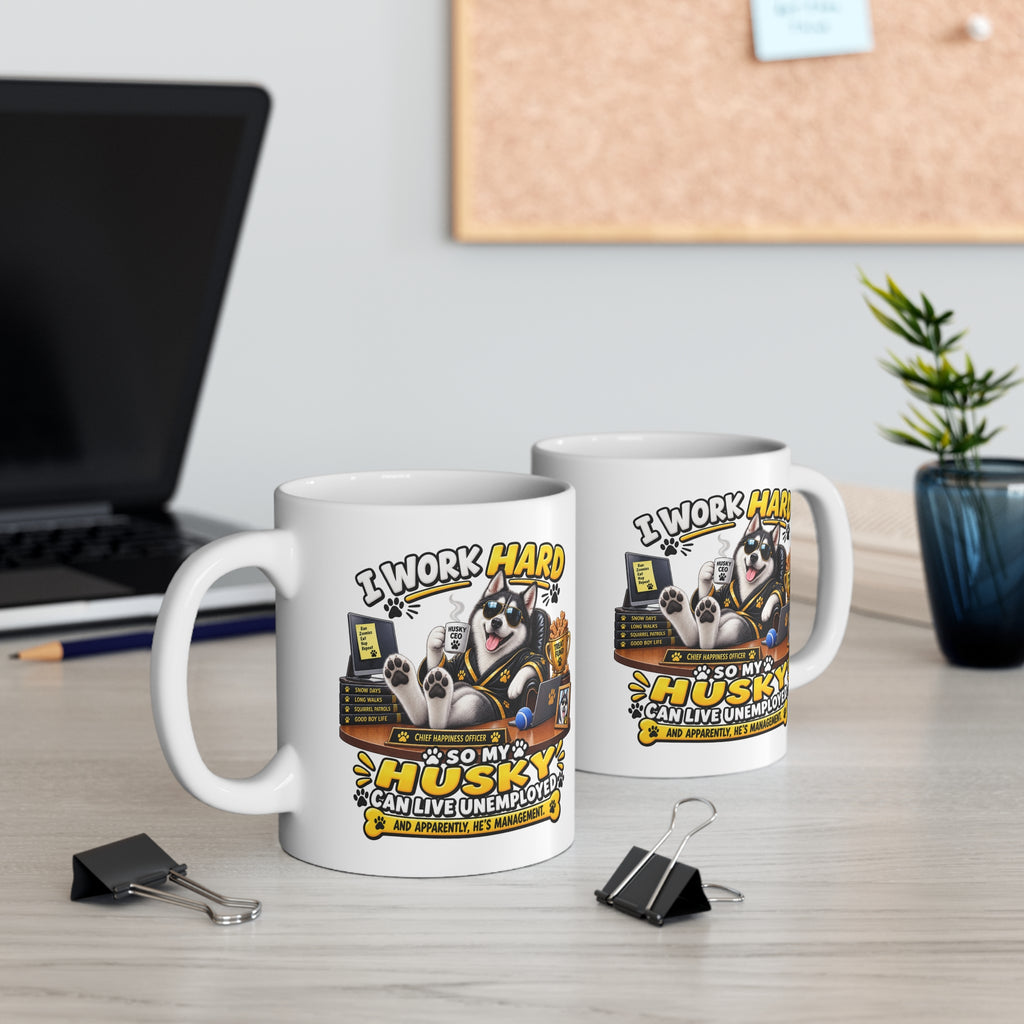 Funny Husky Mug — He’s Management