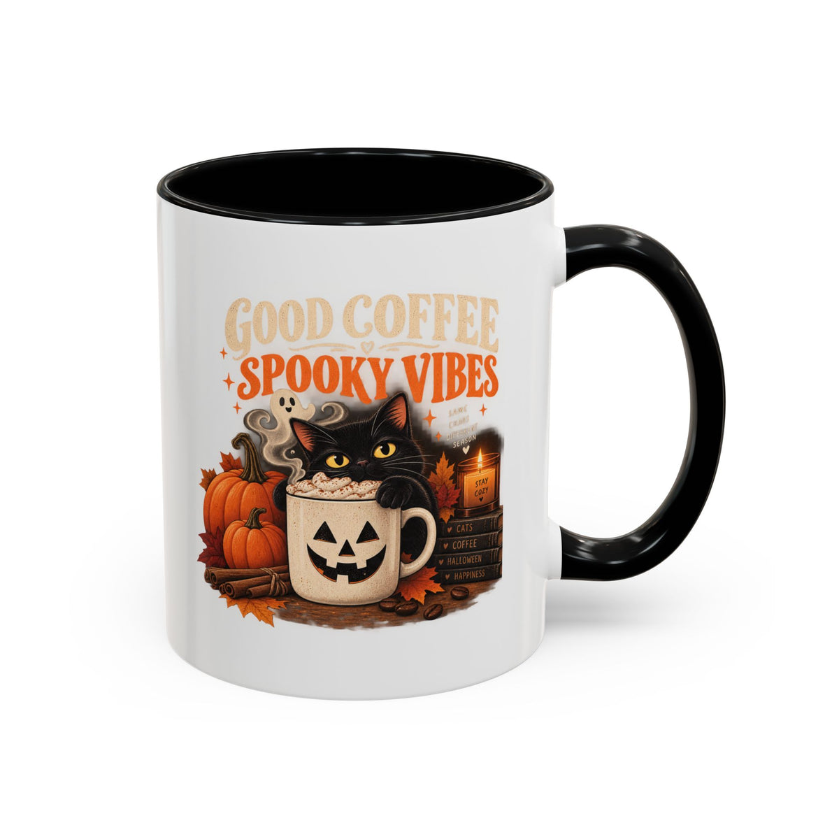 Good Coffee, Spooky Vibes Black Cat Mug