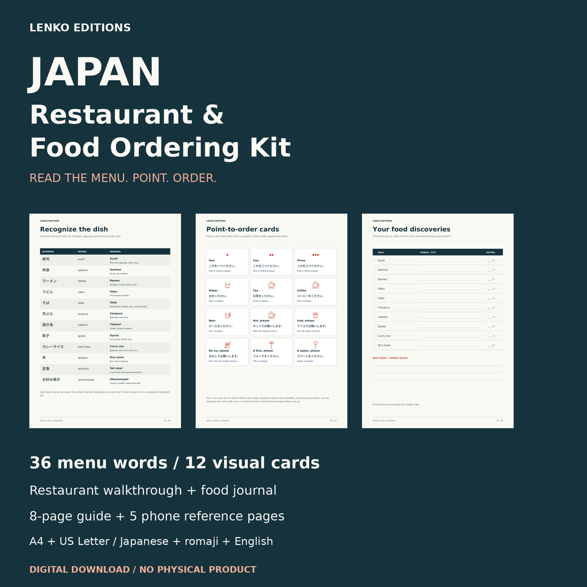 Japan Restaurant & Food Ordering Kit – Printable Menu Guide